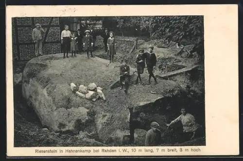AK Rahden i. W., Riesenstein in Hahnenkamp, 10 m lang, 7 m breit