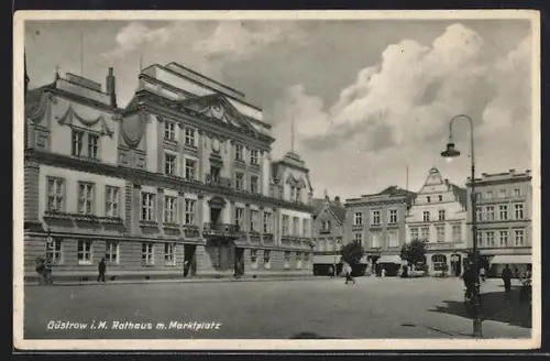 AK Güstrow i. M., Rathaus, Marktplatz