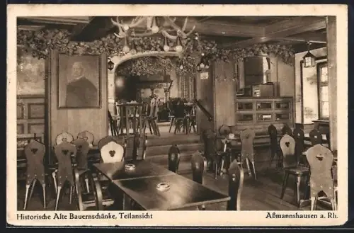 AK Assmannshausen a. Rh., Gasthaus Alte Bauernschänke, Inh. Alfred Prokop, Teilansicht