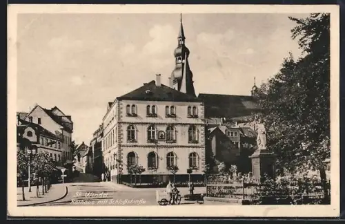 AK St. Wendel, Rathaus mit Schlossstrasse