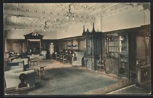 AK Nürnberg, Schreib- und Lesezimmer im Hotel Sendig