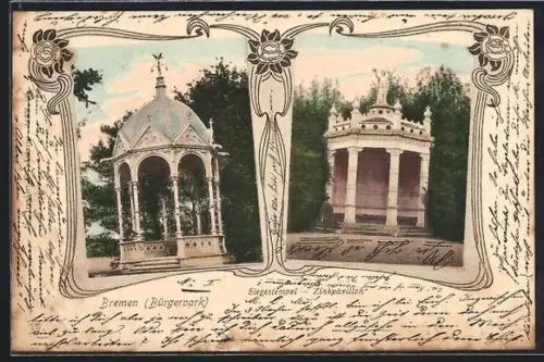 AK Bremen, Bürgerpark, Siegestempel, Zinkpavillon