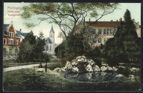 AK Pfullingen, Partie vom Stadtgarten