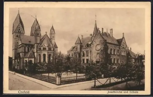 AK Crefeld, Josefkirche und Schule