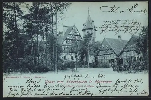 Mondschein-AK Hannover, Listerturm mit Fachwerkgebäuden, Inh. Franz Kasten