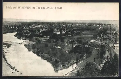 AK Wimpfen im Tal, Panorama mit Blick auf Jagstfeld