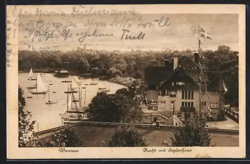 AK Berlin-Wannsee, Bucht mit Seglerhaus
