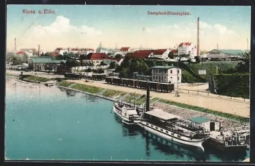 AK Riesa a. Elbe, Dampfschiffanlegeplatz