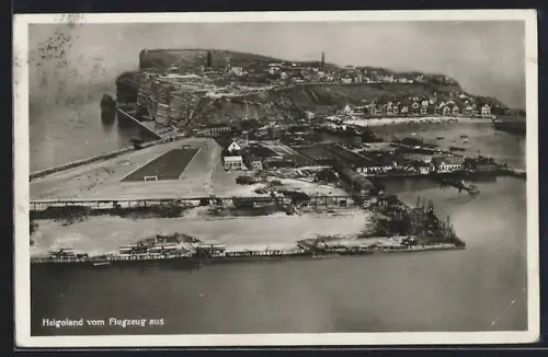 AK Helgoland, Ansicht der Insel vom Flugzeug aus