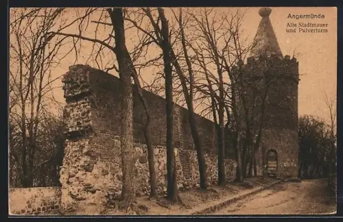 AK Angermünde, Alte Stadtmauer, Pulverturm