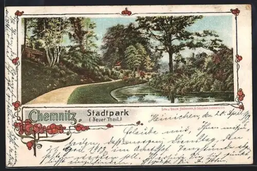 Lithographie Chemnitz, Stadtpark, Neuer Teil