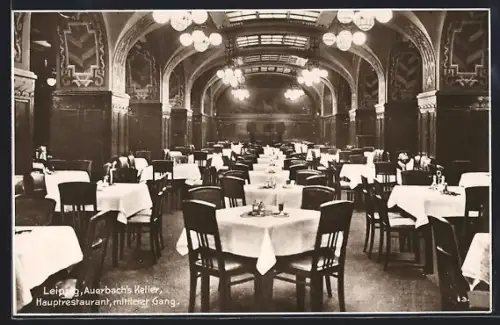 AK Leipzig, Gasthaus Auerbachs Keller, Hauptrestaurant, mittlerer Gang