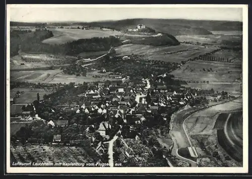 AK Lauchheim, Ortsansicht mit Kapfenburg vom Flugzeug aus