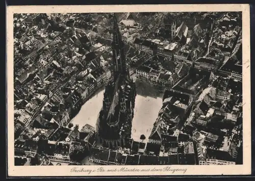 AK Freiburg i. Br., Münster aus dem Flugzeug