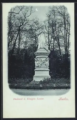 Mondschein-AK Berlin, Denkmal Königin Louise, Grosser Tiergaren