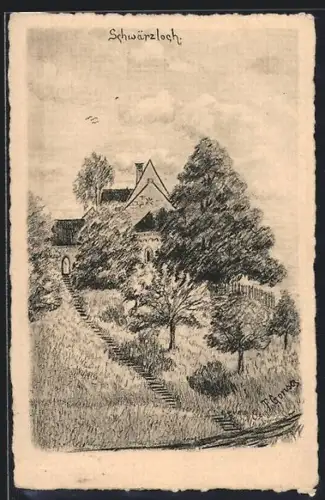 AK Schwärzloch, Blick zur Kirche