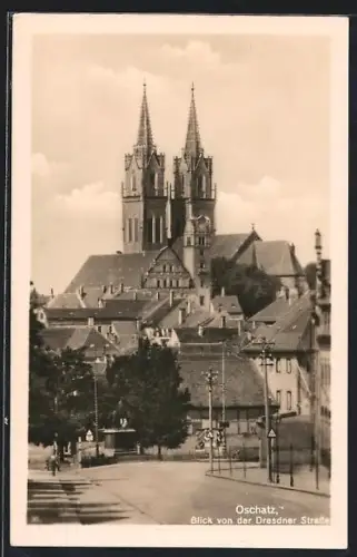 AK Oschatz, Blick von der Dresdner Strasse