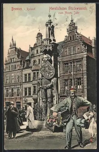 AK Bremen, Roland mit Passanten