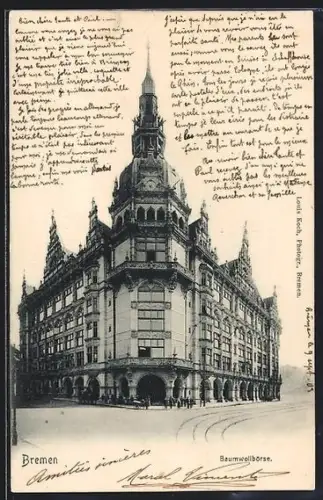 AK Bremen, Baumwollbörse mit Strassenpartie