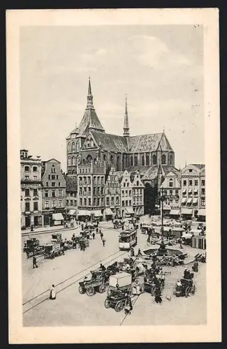 AK Rostock, Neuer Markt, Strassenbahn