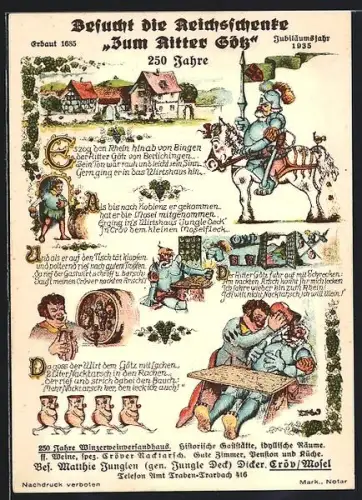 AK Cröv /Mosel, Historische Gaststätte Zum Ritter Götz, Bes. Matthie Junglesn, Götz von Berlichingen