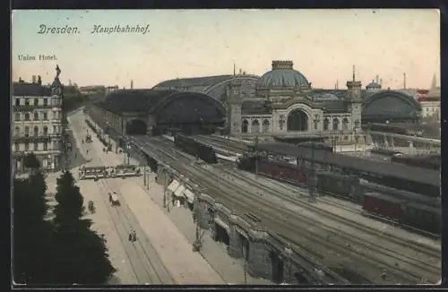 AK Dresden, Hauptbahnhof, Union Hotel