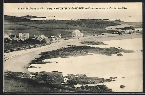 AK Omonville-la-Rogue, Panorama sur le Port et la Côte