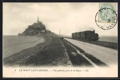 AK Le Mont Saint-Michel, Vue générale, prise de la Digue