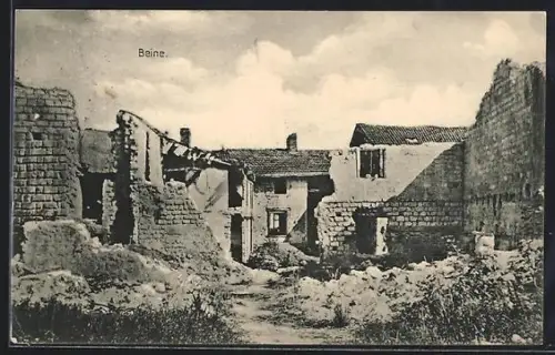 AK Beine, Zerstörte Wohnhäuser, Kriegsschäden