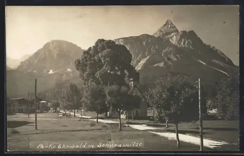 AK Ehrwald, Ortspartie mit Sonnenspitze