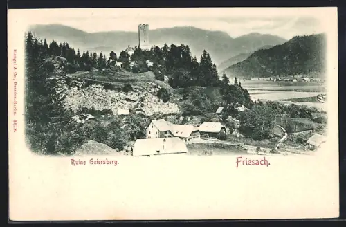 AK Friesach, Ruine Geiersberg mit Umgebung