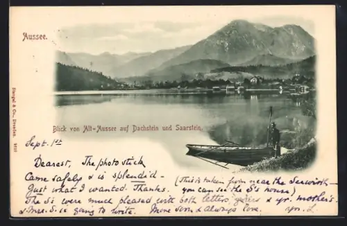 AK Aussee, Dachstein u. Saarstein von Alt-Aussee aus, Kahn