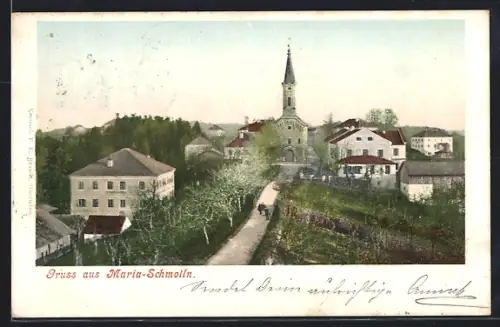 AK Maria-Schmolln, Blick zur Kirche