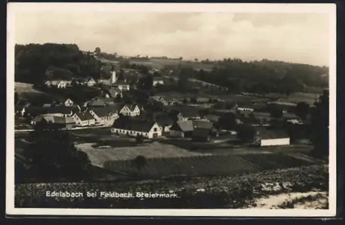 AK Edelsbach bei Feldbach, Ortsansicht mit Feldern aus der Vogelschau