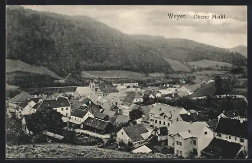AK Weyer, Oberer Markt, Totalansicht aus der Vogelschau