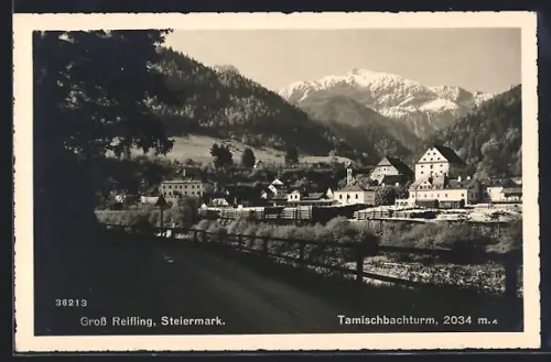 AK Gross-Reifling, Ortspanorama mit dem Tamischbachturm