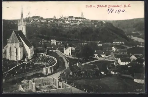 AK Drosendorf, Altstadt mit Kirche