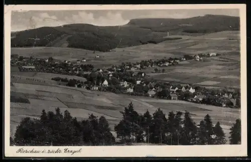 AK Raschau i. sächs. Erzgeb., Ortsansicht, Felder, Wälder