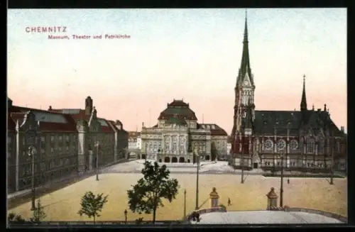 AK Chemnitz, Museum, Theater, Petrikirche