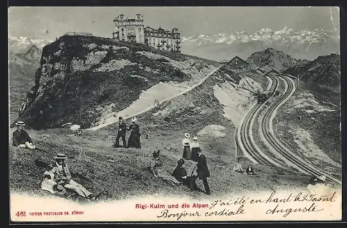 AK Rigi-Kulm, Ortsansicht & die Alpen