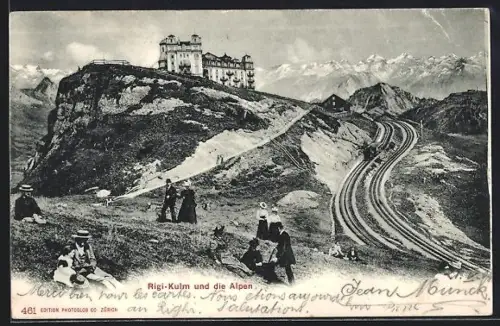 AK Rigi-Kulm, Ortsansicht & die Alpen