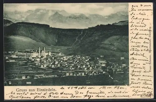 AK Einsiedeln, Teilansicht mit Kloster