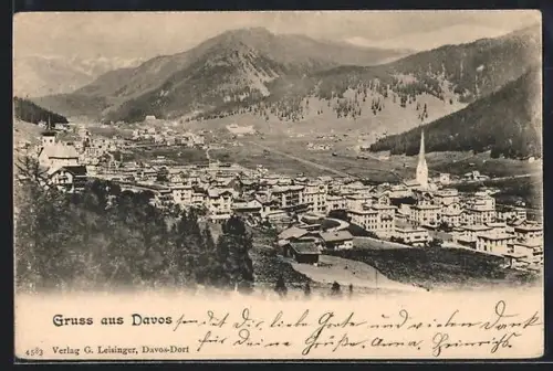 AK Davos, Teilansicht mit Kirche