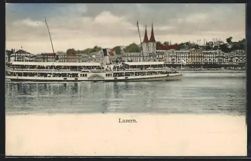 AK Luzern, Uferpartie mit Dampfer Stadt Luzern