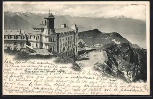 AK Rigi, Kulm, Ortsansicht mit Berner Alpen