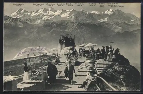 AK Rigi-Kulm, Blick auf die Berner-Hochalpen v. d. Terrasse aus