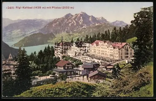 AK Rigi-Kaltbad, Hotelanlagen mit Blick auf den Pilatus