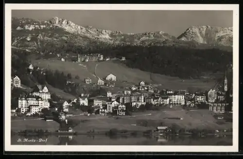 AK St. Moritz-Dorf, Teilansicht mit Hotel