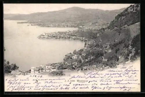 AK Montreux, Totalansicht mit umgebenden Bergen