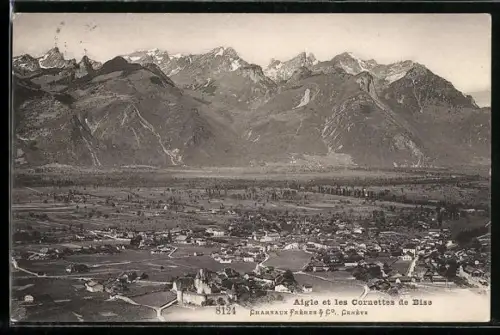 AK Aigle, Vue générale et les Cornettes de Bise